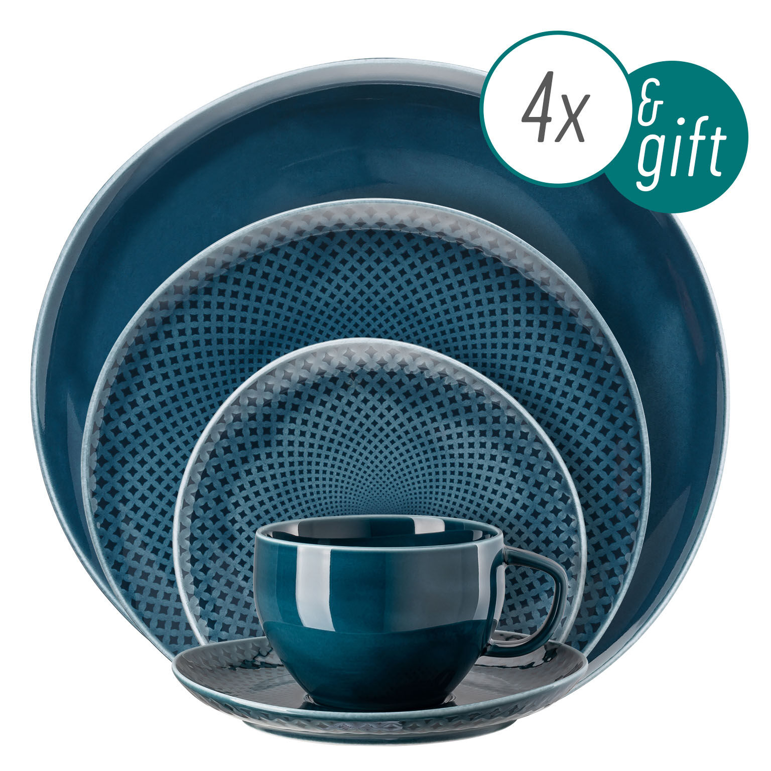 20 Piece Dinner Setting with free gift | Junto Ocean Blue | Rosenthal