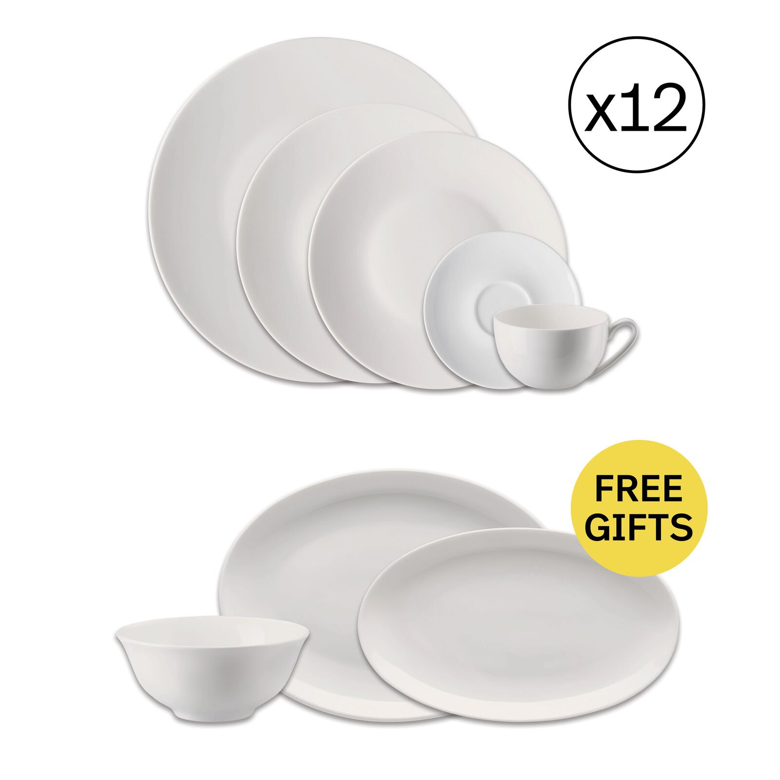 Dinnerware Set for 12 People 60 Pieces with Free Gifts image number null
