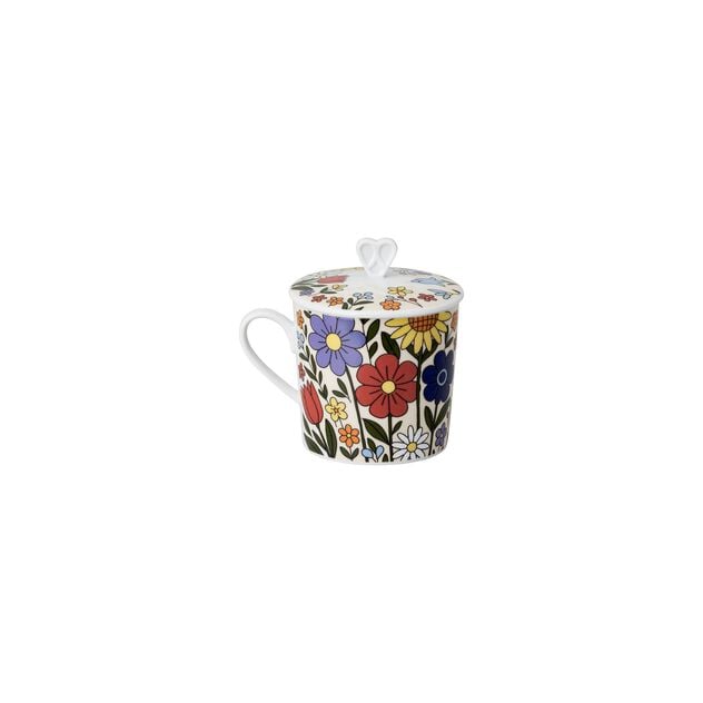 Mug with handle and lid (11.9 cm) from the Rosenthal Home Flower Farm collection in porcelain. image number 1