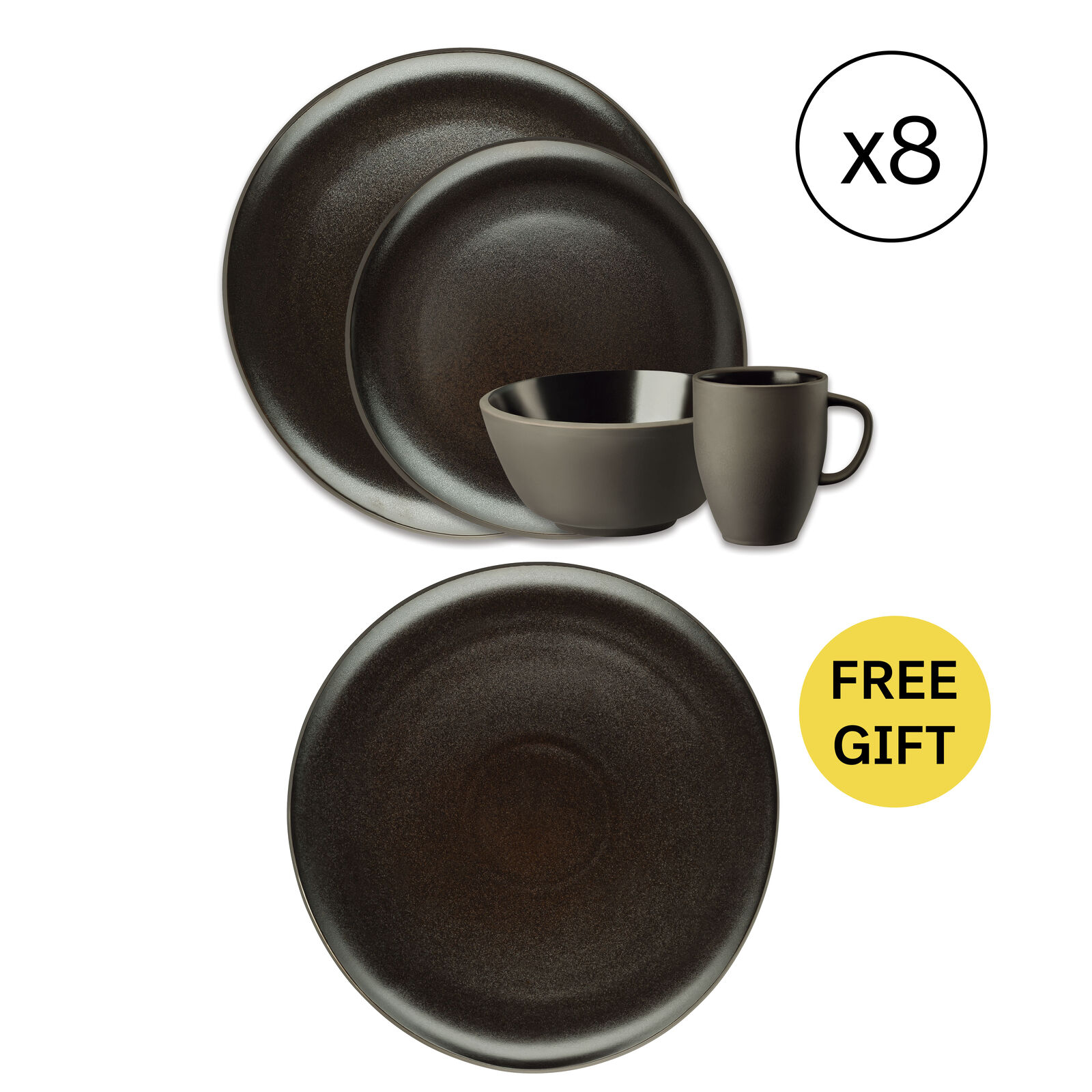 Dinnerware Set for 8 People 32 Pieces with Free Gift image number null