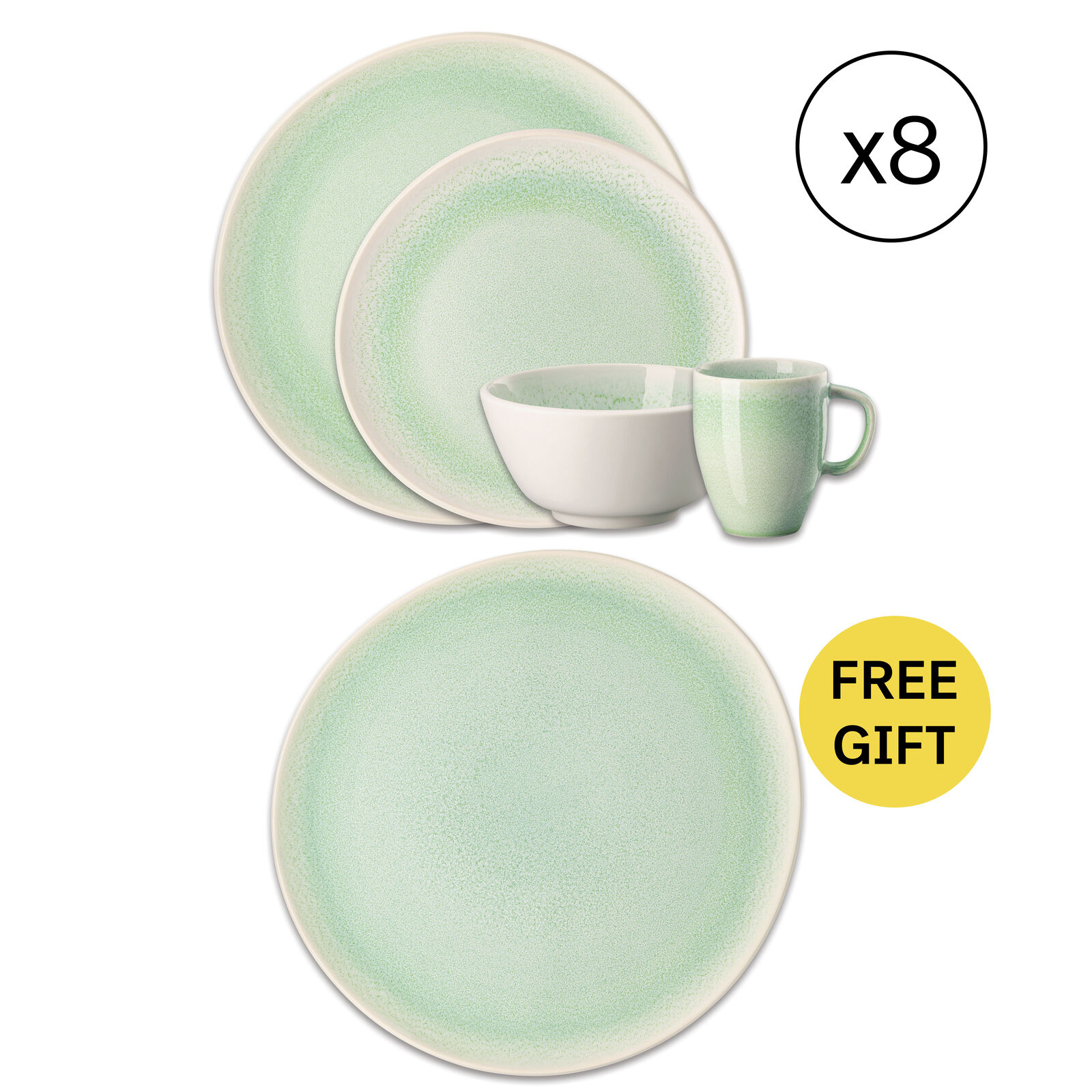 Dinnerware Set for 8 People 32 Pieces with Free Gift image number null