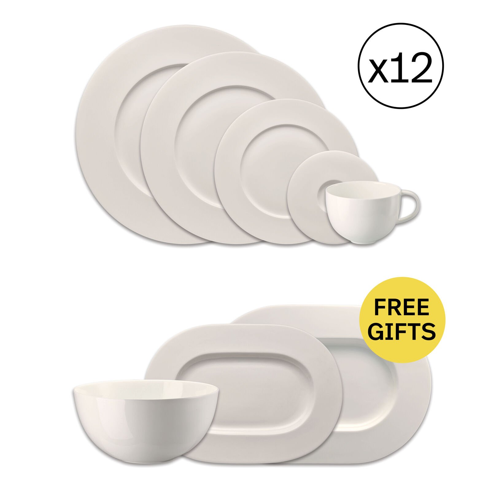 Dinnerware Set for 12 People 60 Pieces with Free Gifts image number null