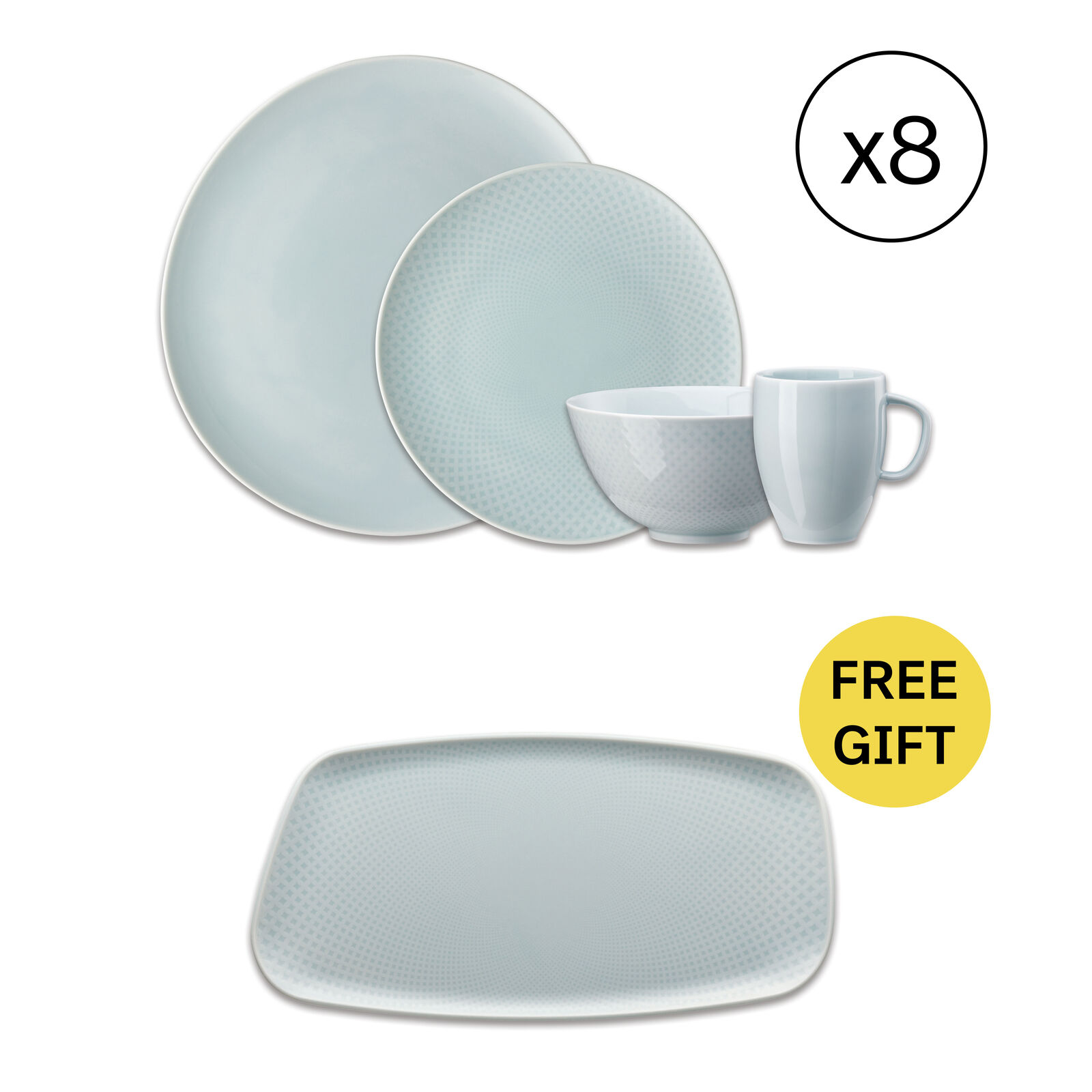 Dinnerware Set for 8 People 32 Pieces with Free Gift image number null