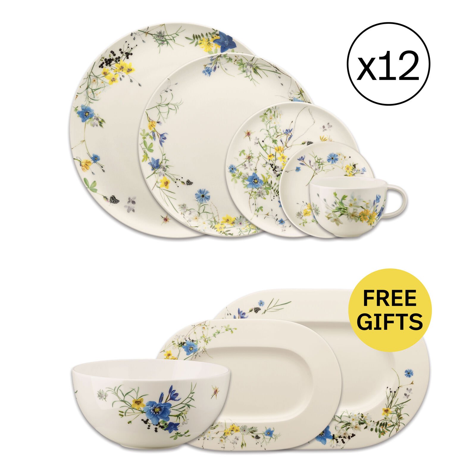 Dinnerware Set for 12 People 60 Pieces with Free Gifts image number null