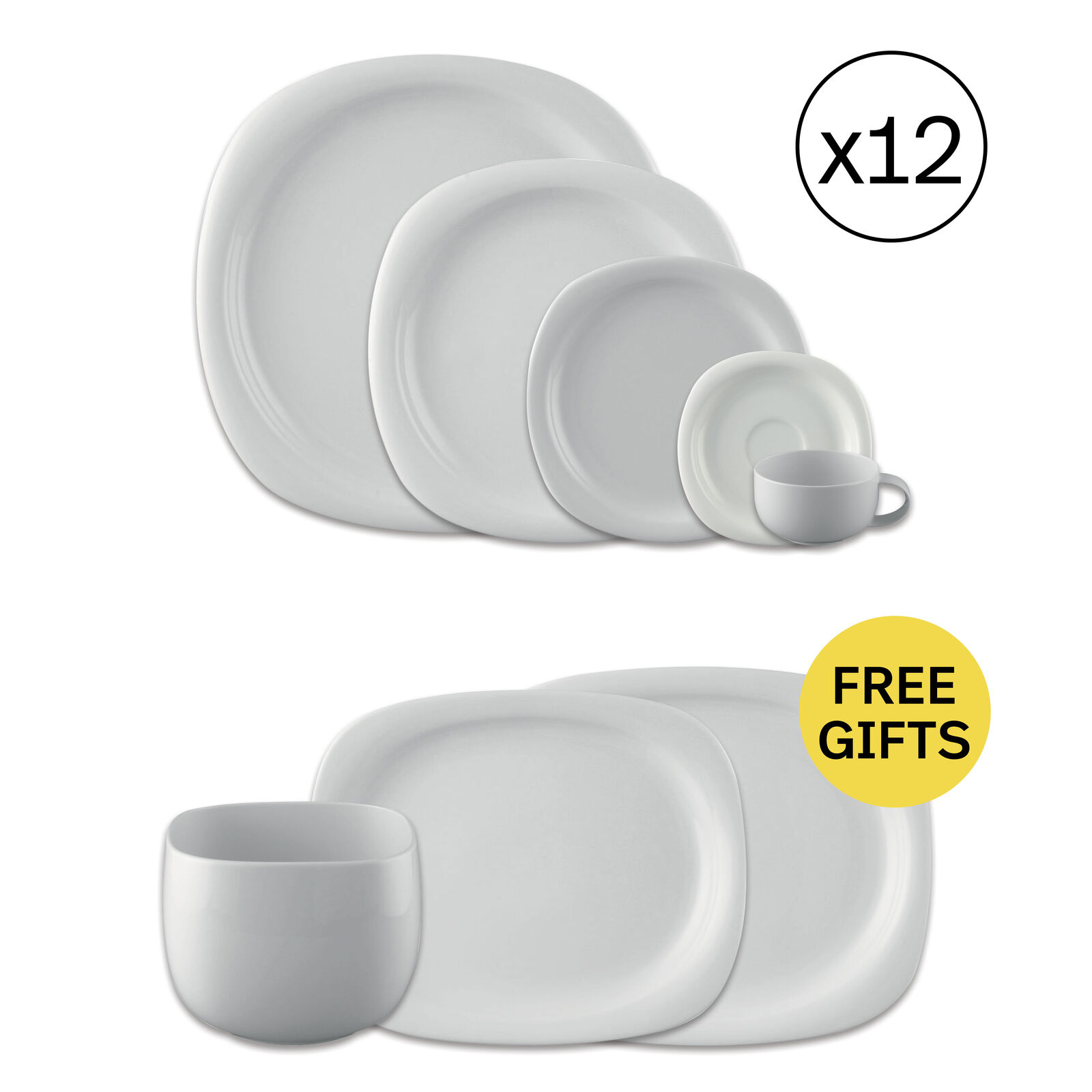 Dinnerware Set for 12 People 60 Pieces with Free Gifts image number null