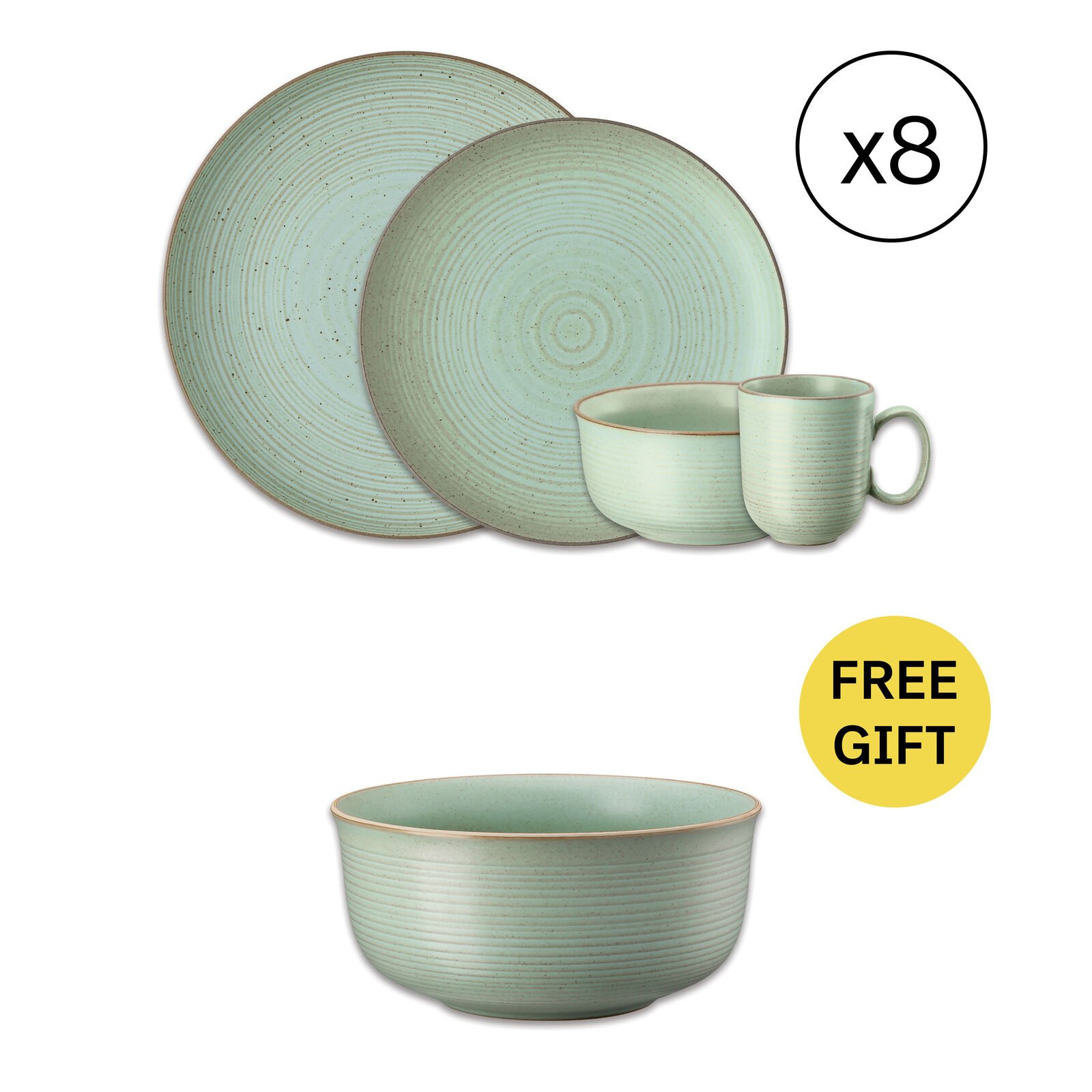 Dinnerware Set for 8 People 32 Pieces with Free Gift image number null