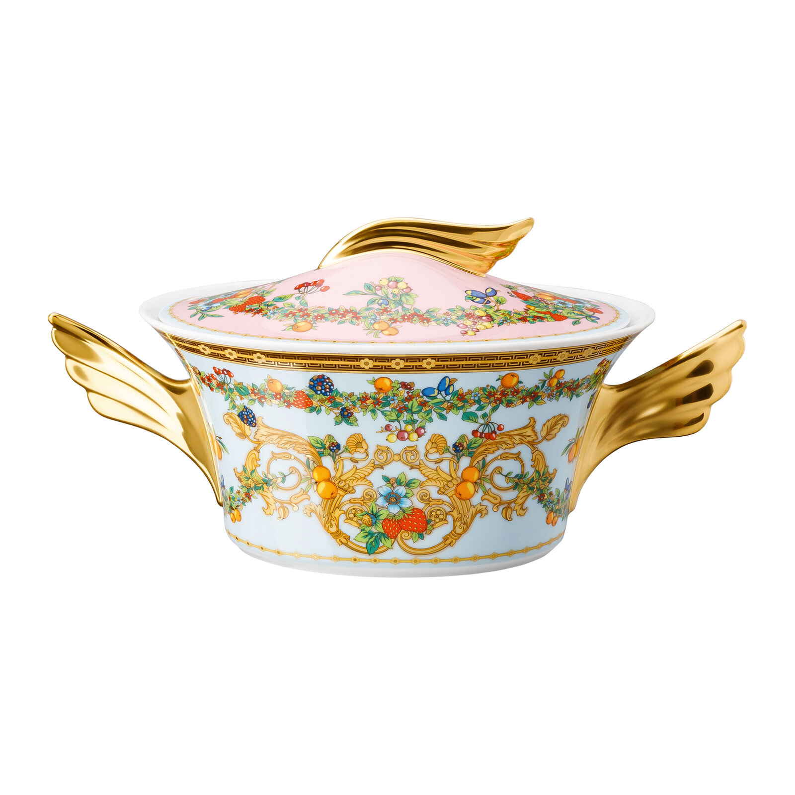 wedding registry ideas Versace Butterfly Garden collection covered vegetable bowl from Gearys