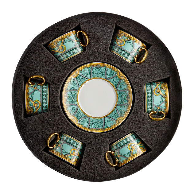 Tea Cup & Saucer Set/Six, Round "Hat Box" image number 0