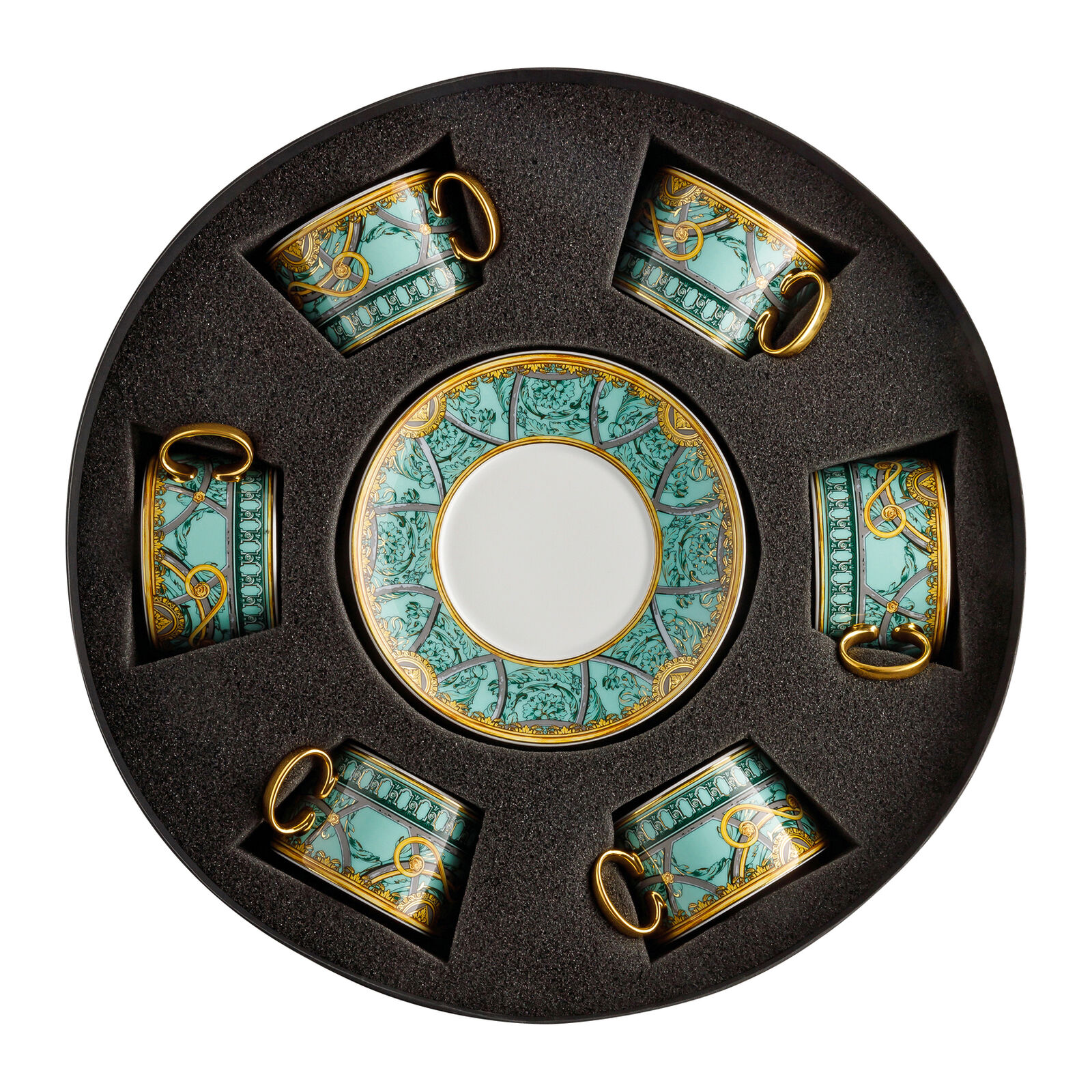 Tea Cup & Saucer Set/Six, Round "Hat Box" image number null